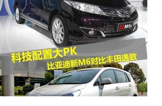 科技配置大PK 比亞迪新M6對比豐田逸致