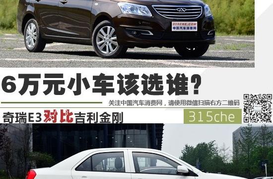 6萬元小車該選誰？奇瑞E3對比吉利金剛